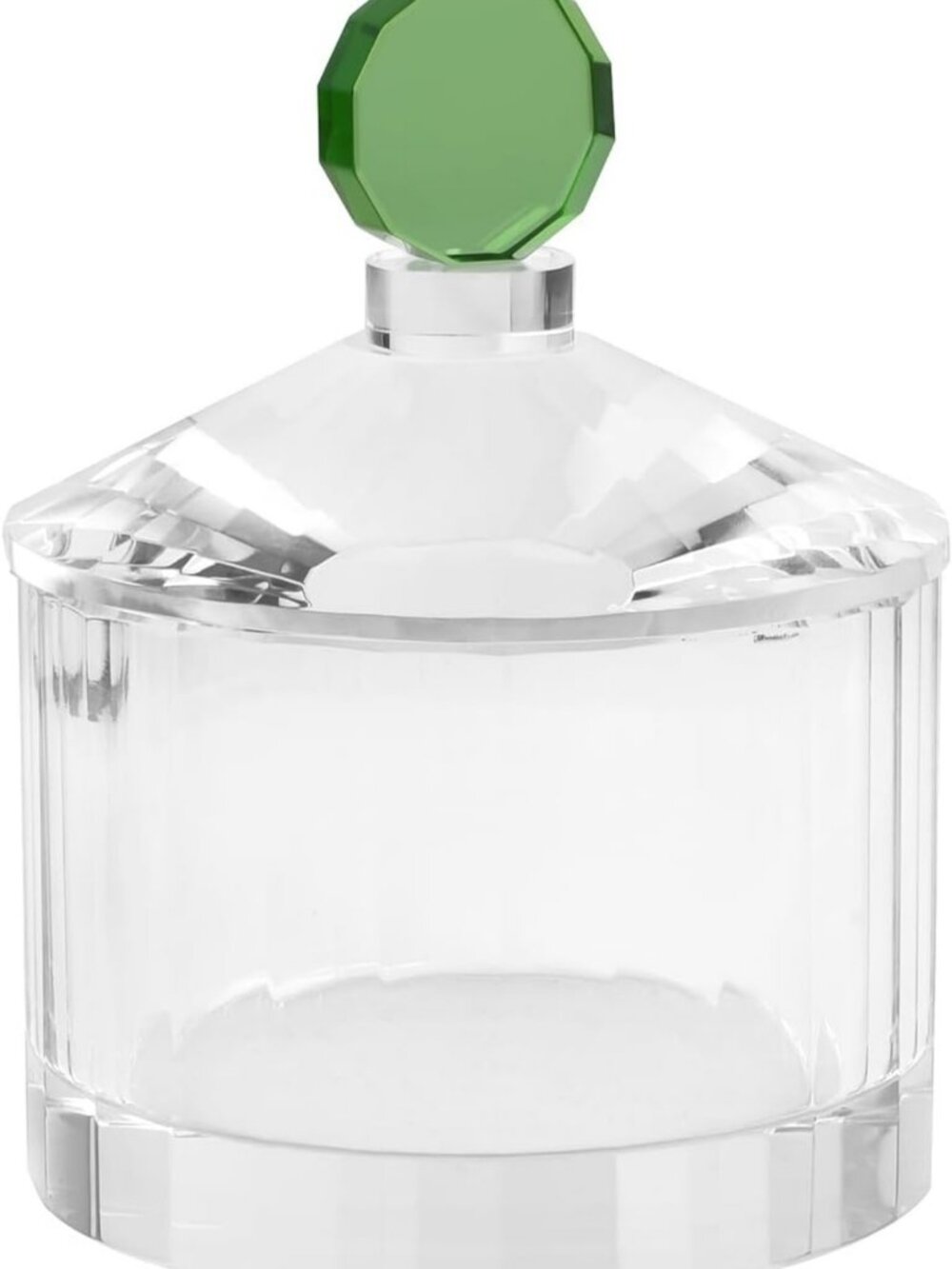 Elegant Crystal Jewelry Box & Storage Jar with Green Lid - Home Decor